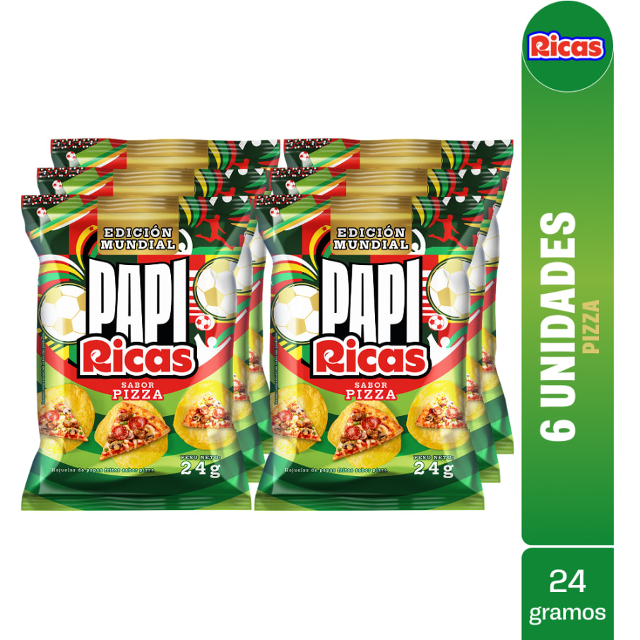Papas PAPI RICAS Pizza 24gr Pack 6 Unidades