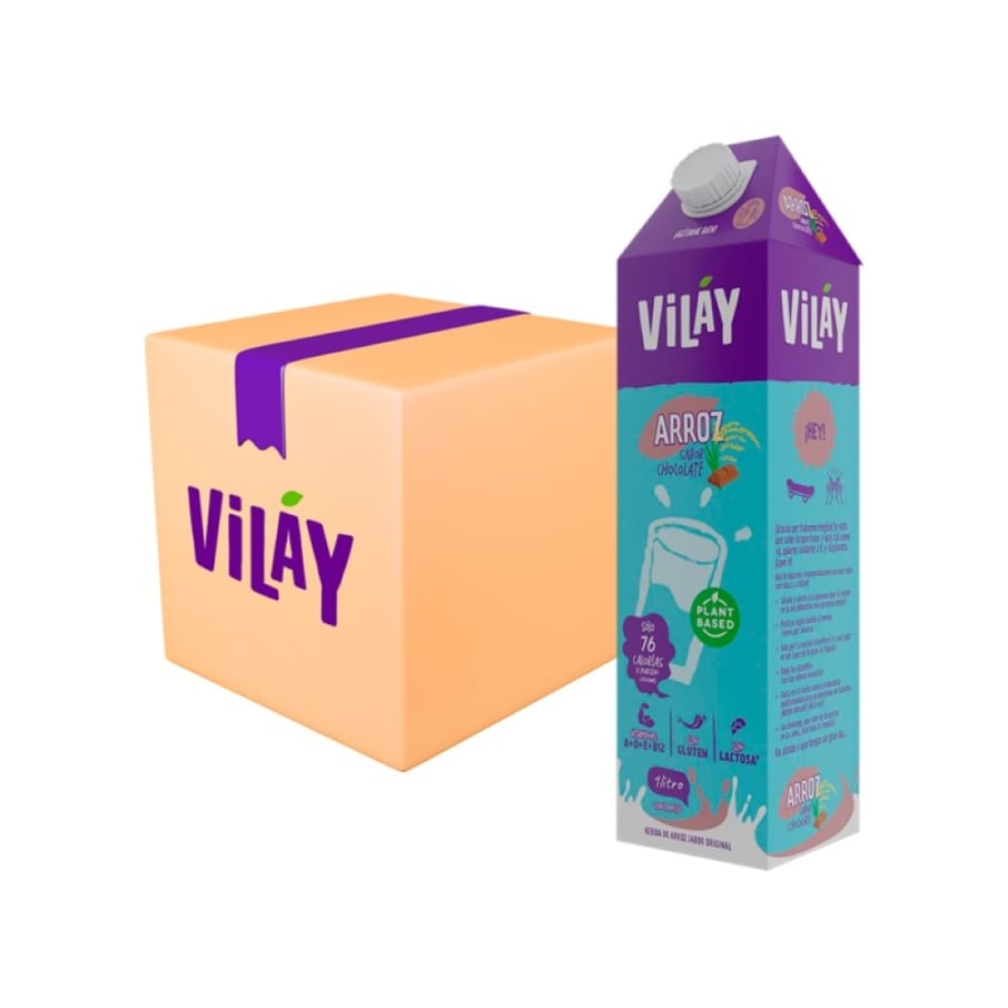 Bebida vegetal arroz chocolate 1 litro Marca Vilay