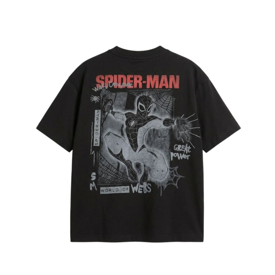 POLO BOXY FIT HOMBRE MARVEL COMICS PLOMO COLEGIAL