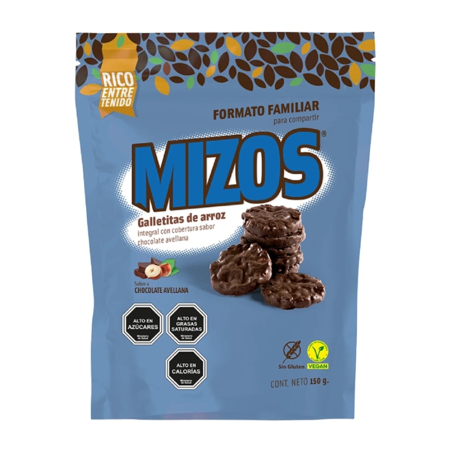 Galletas de arroz chocolate avellana 150 gramos Marca Mizos