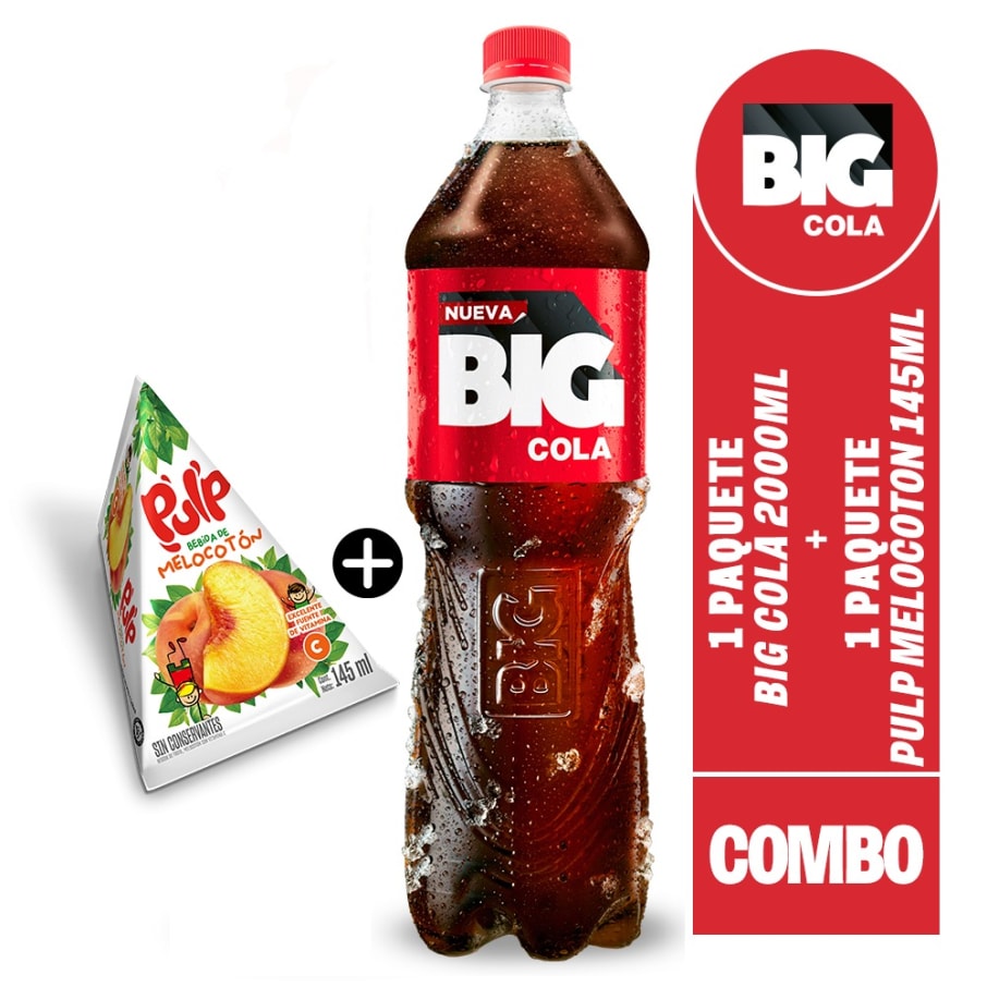 COMBO 1 PACK BIG COLA 2000 ML - 1 PACK PULP MELOCOTON 145 ML
