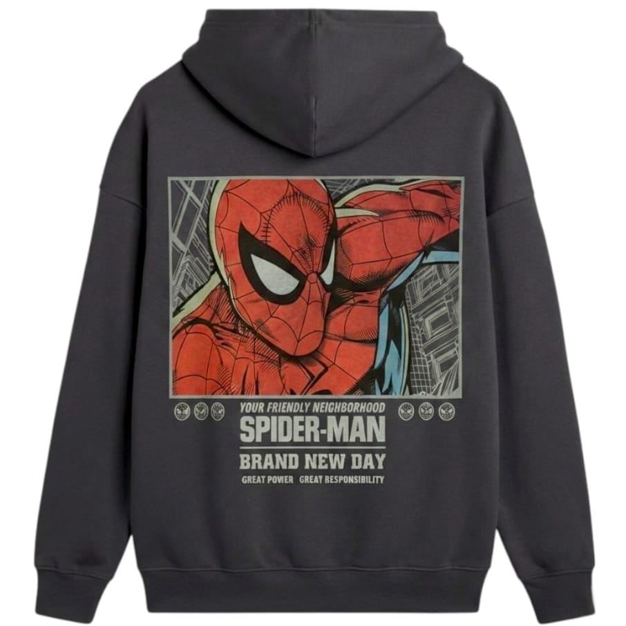 POLERA CON CAPUCHA HOMBRE SPIDERMAN BRAND NEW DAY PLOMO COLEGIAL