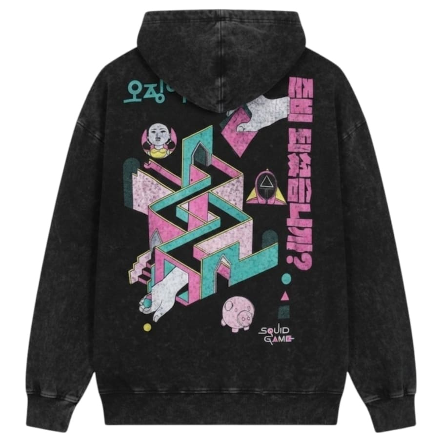 POLERA CON CAPUCHA SQUID GAME HOMBRE ASPECTO LAVADO