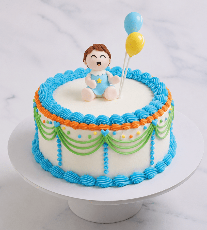 TORTA NIÑO CON GLOBOS (VAINILLA)