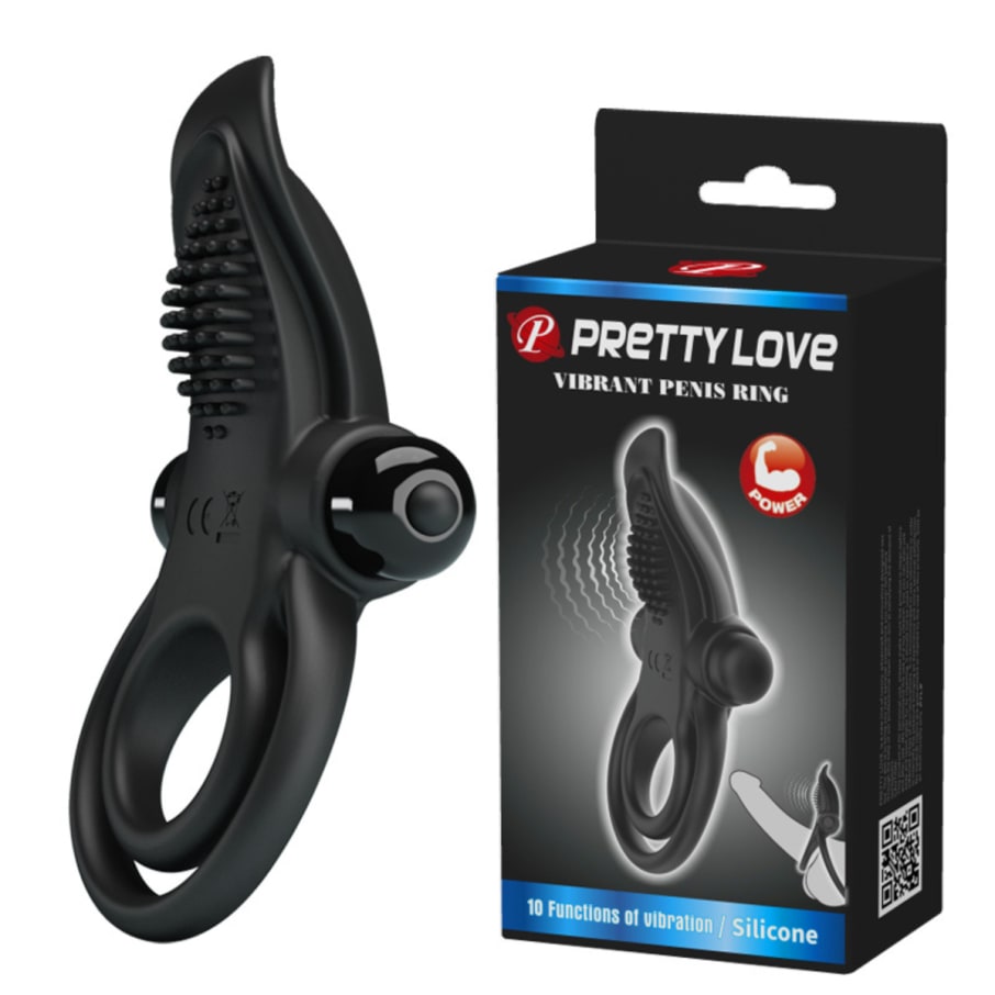 Anillo vibrador y sujetador Delfin color negro