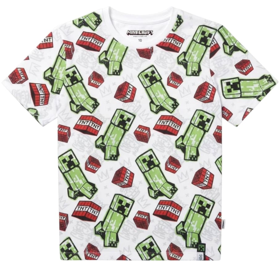 POLO MODA MC MINECRAFT NI O BLANCO