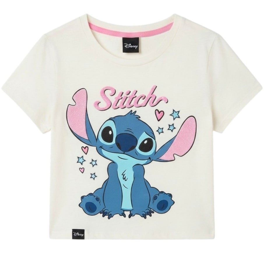 POLO BASICO MC LILO & STITCH NI A MARFIL
