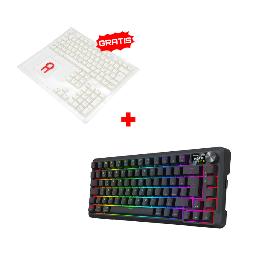 Teclado Redragon UCAL K724 PRO Inalámbrico Español  BLACK - MINT MAMBO SWITCH  + Keycaps Redragon SCARAB, Spanish A130W-SP WHITE