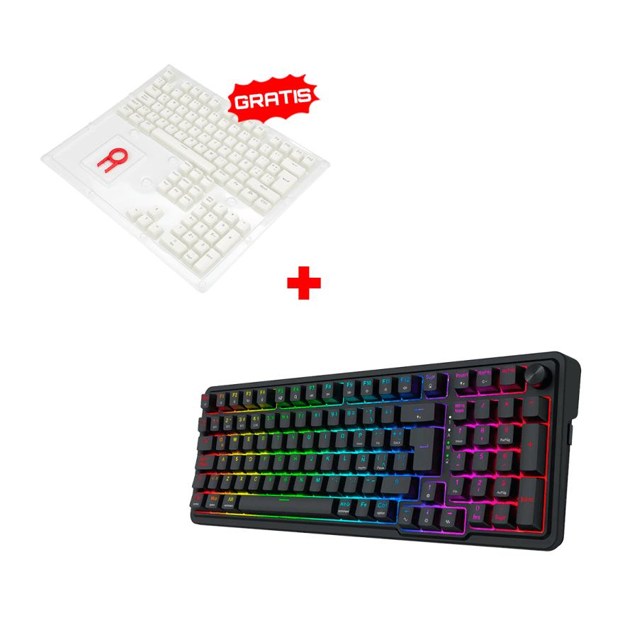 Teclado Redragon EISA K686 HE Cableado Español BLACK - ULTRA MAG MAGNETIC SWITCH + Keycaps Redragon SCARAB, Spanish A130W-SP WHITE