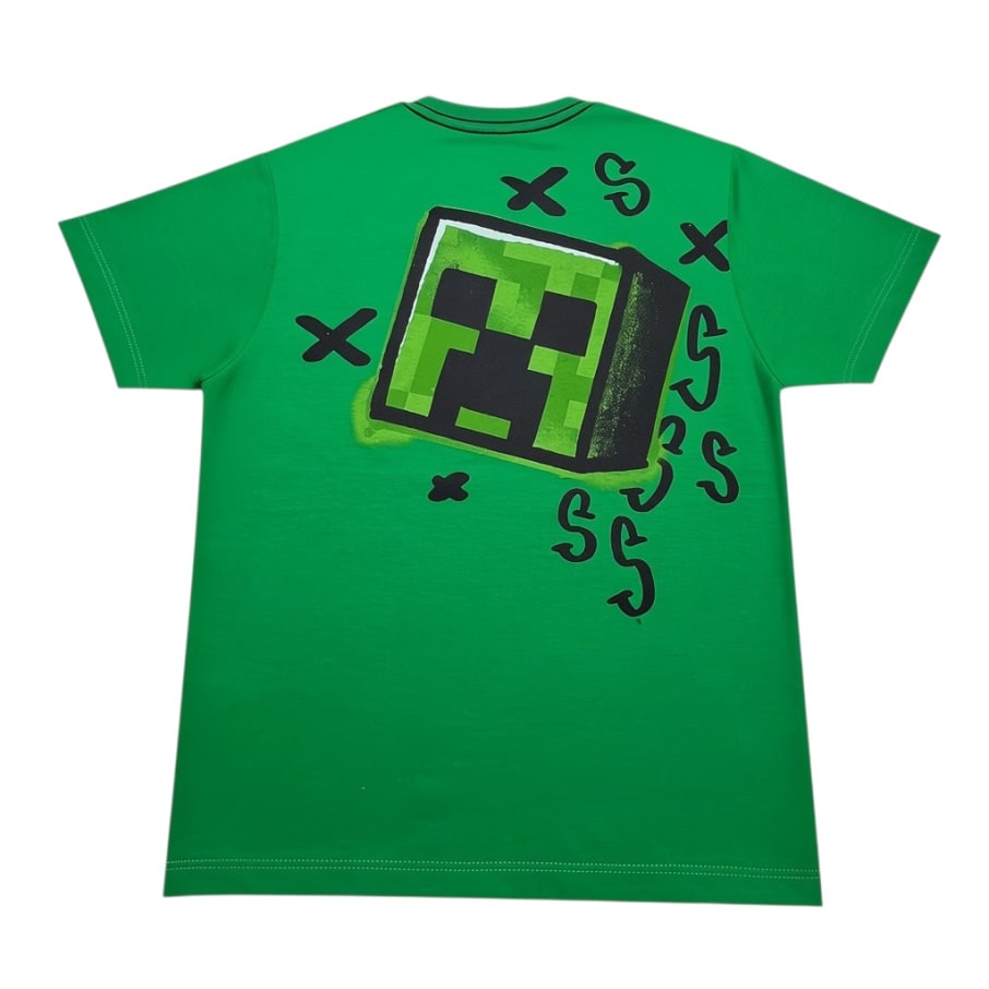 POLO BASICO MC NI O MINECRAFT  VERDE 
