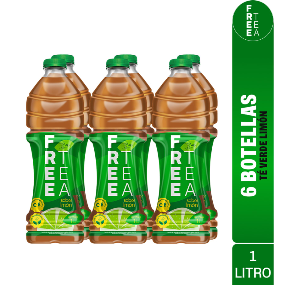 FREE TEA Té Verde Limón 1L Pack x6