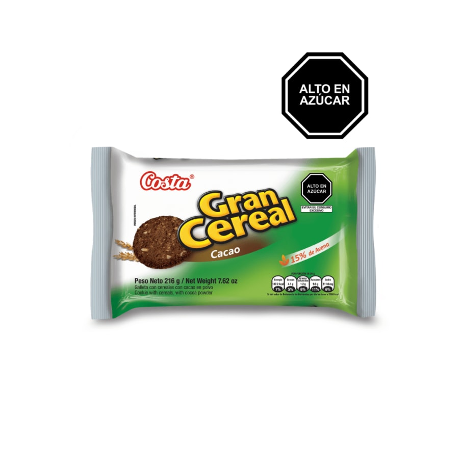 GALLETA GRAN CEREAL FIBRA CACAO 6x36 GR