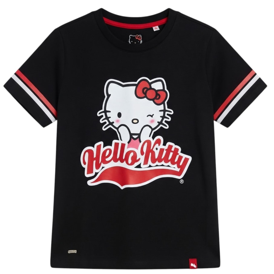 POLO BASICO MUJER HELLO KITTY NEGRO