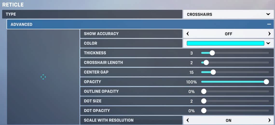 Overwatch 2 crosshair settings