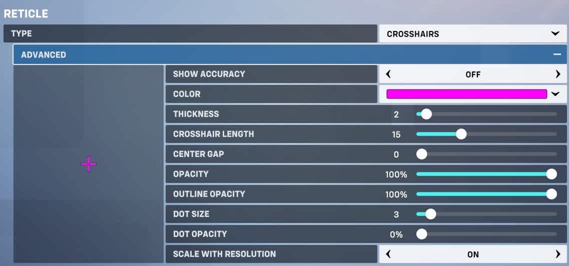 Overwatch 2 crosshair settings