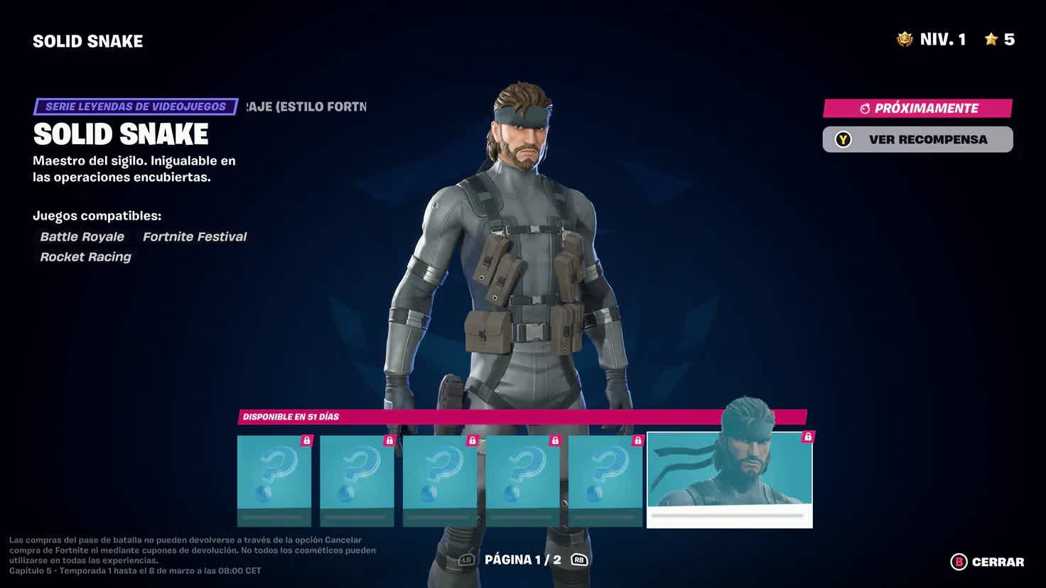 desbloquear la skin de Solid Snake Fortnite