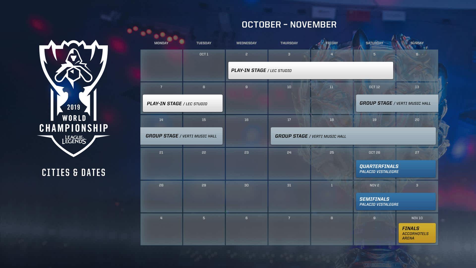 2019 worlds calendar