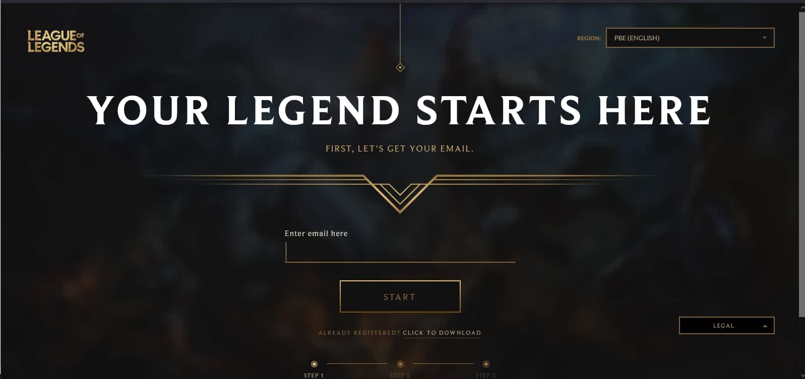 entrar no PBE League of Legends