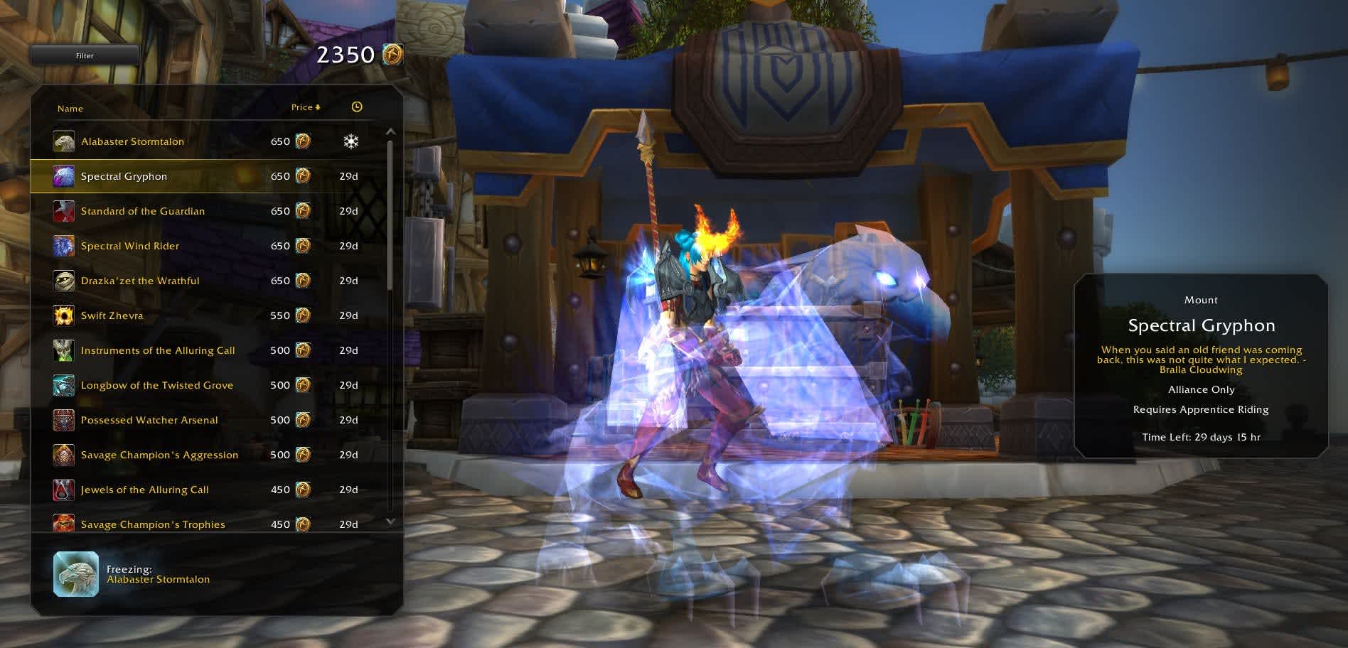 The Spectral Gyphon is one of themounts available in November's Trading Post on WoW. 