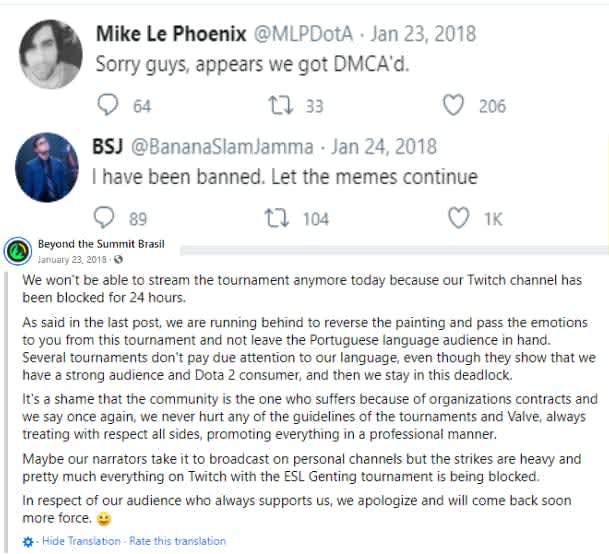 ESL dmcas streamers