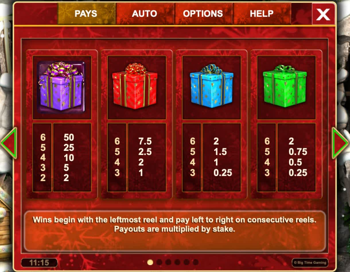 There are many different paylines on Christmas Bonanza slot, including four gifts of varying multipliers. 