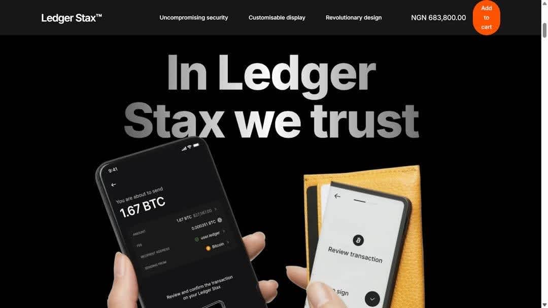 Ledger Stax cold crypto wallet