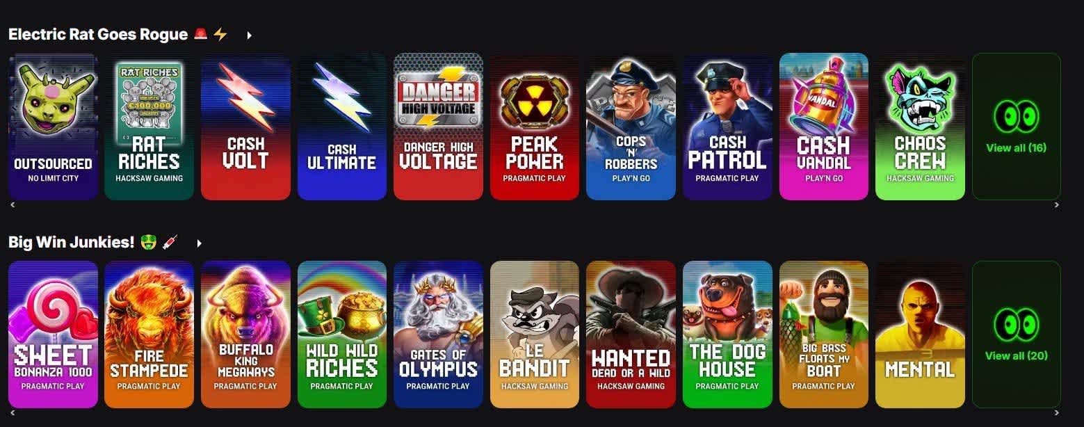 Example of slots on Rivalry's online casino.