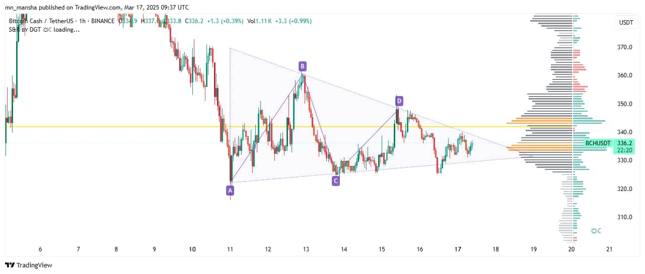 Chart showing the price of BCH. 