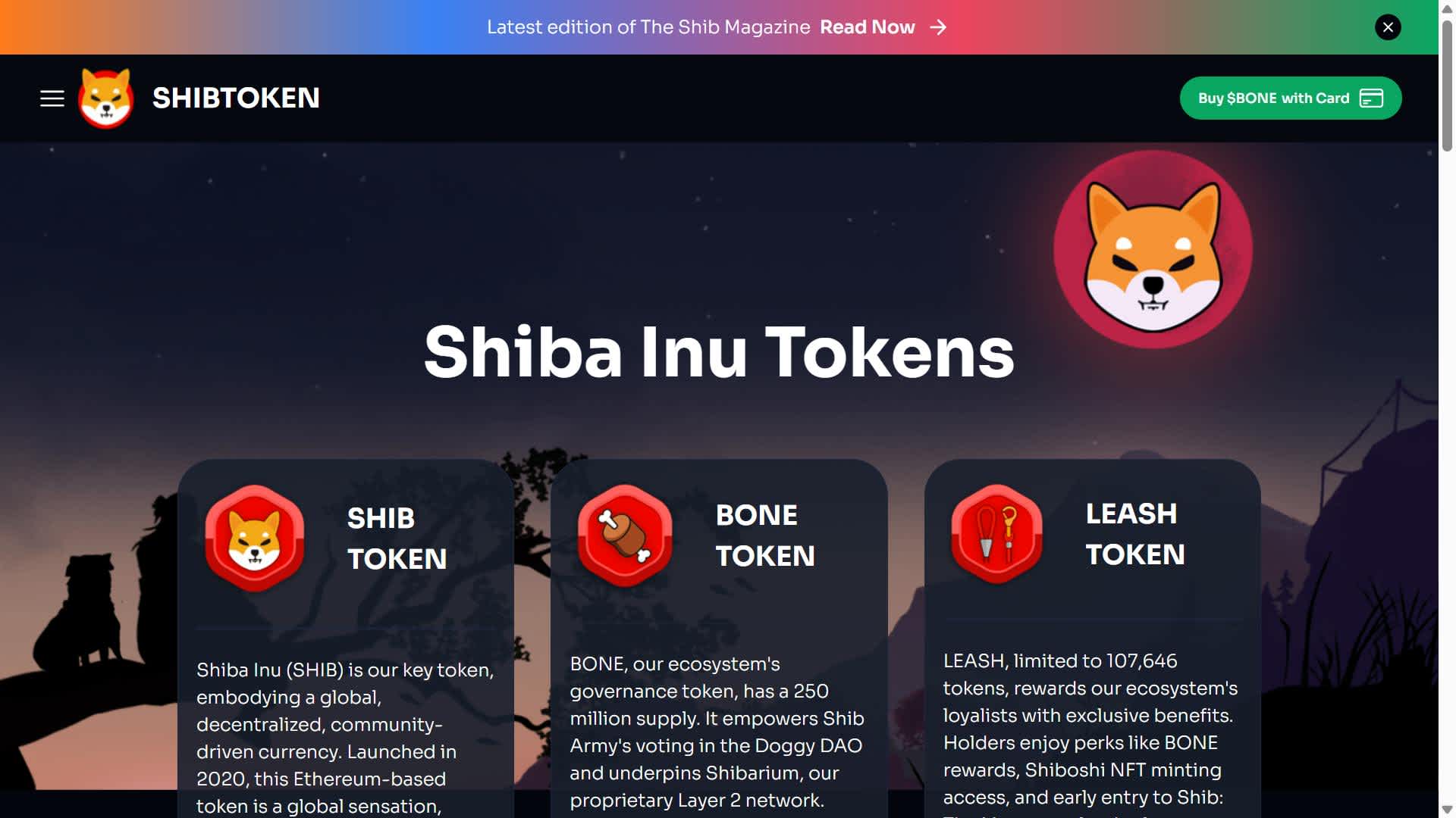 Shiba Inu ecosystem with SHIB, BONE, and TREAT