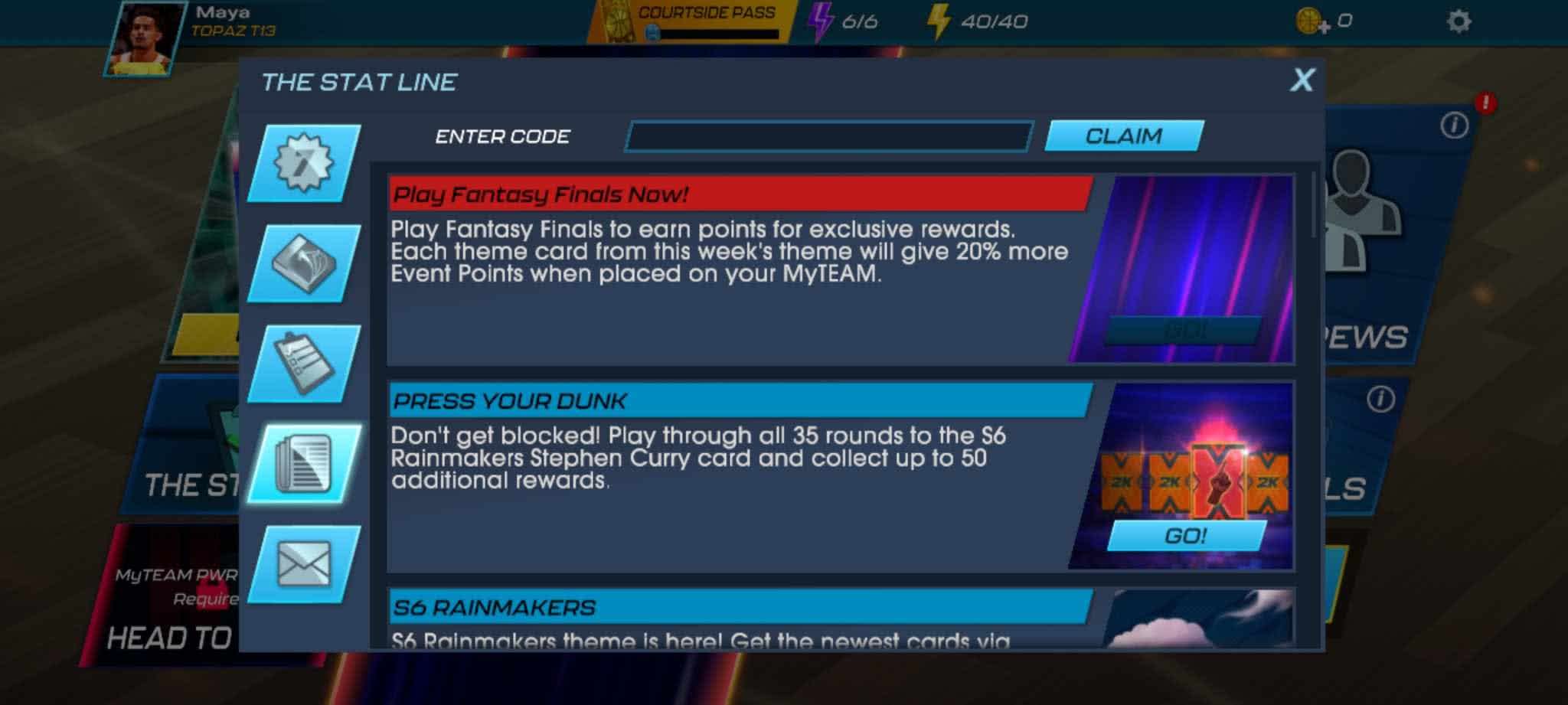 how to redeem NBA 2K Mobile Codes