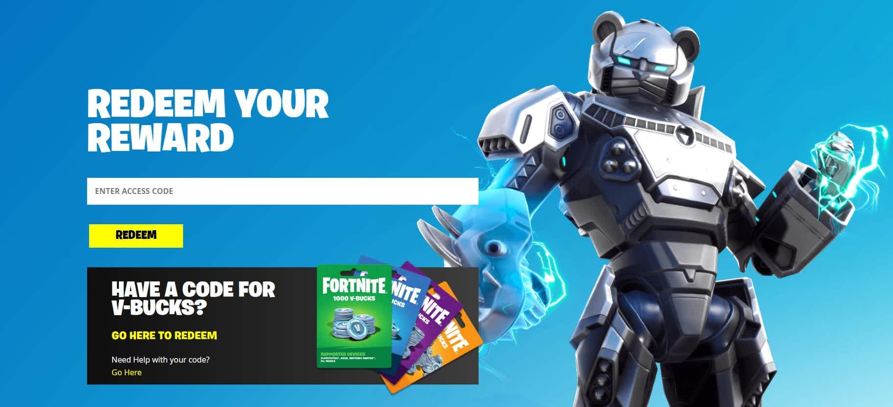 How to redeem Fortnite V-Bucks codes