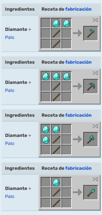 Herramientas de Diamante en Minecraft