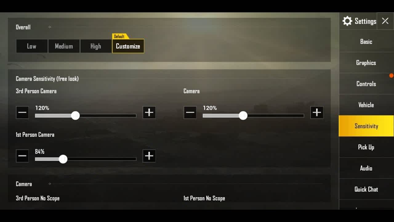pubg mobile camera view settings