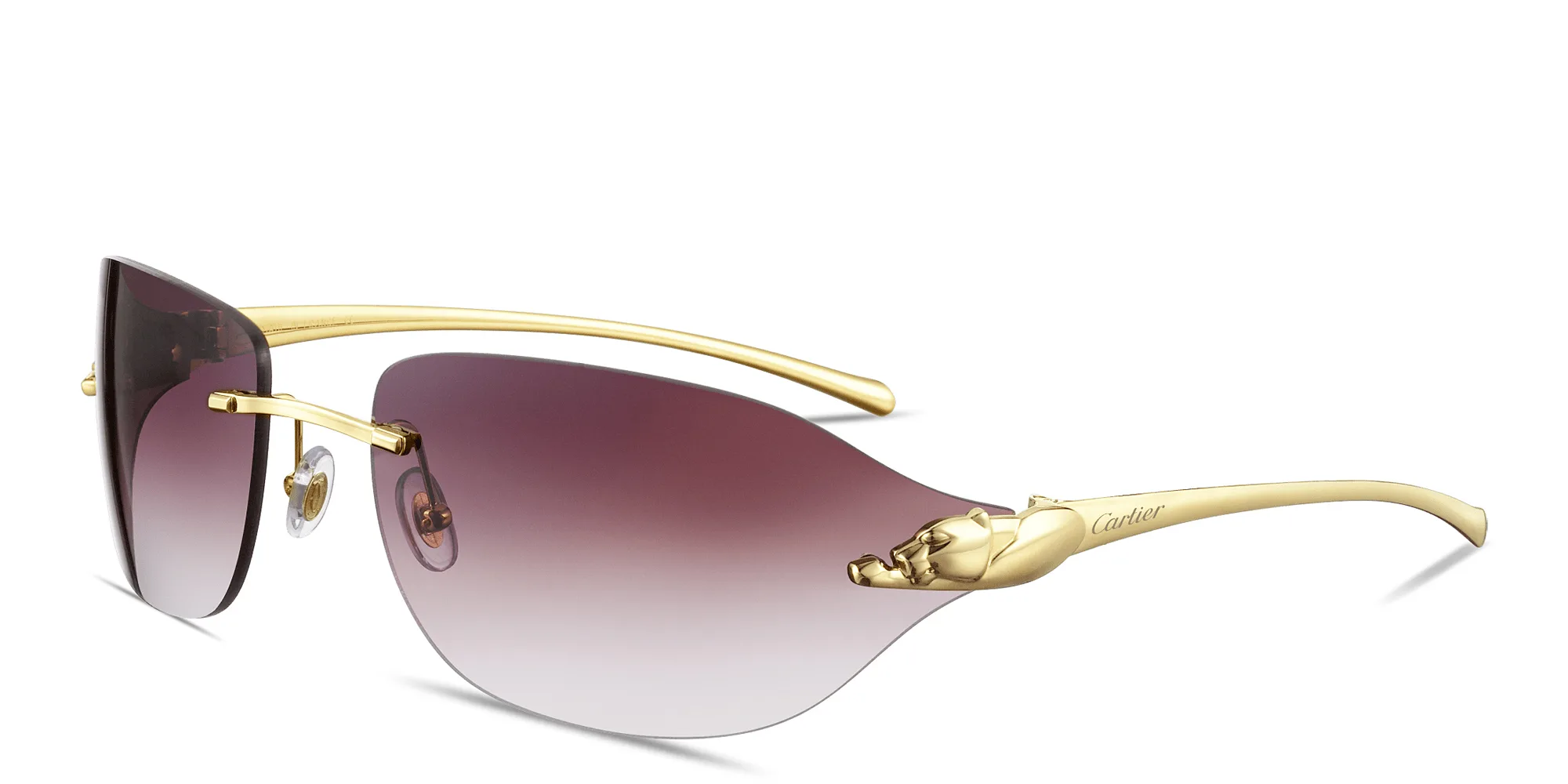 Panthère de Cartier Wide Rimless Irregular Sunglasses
