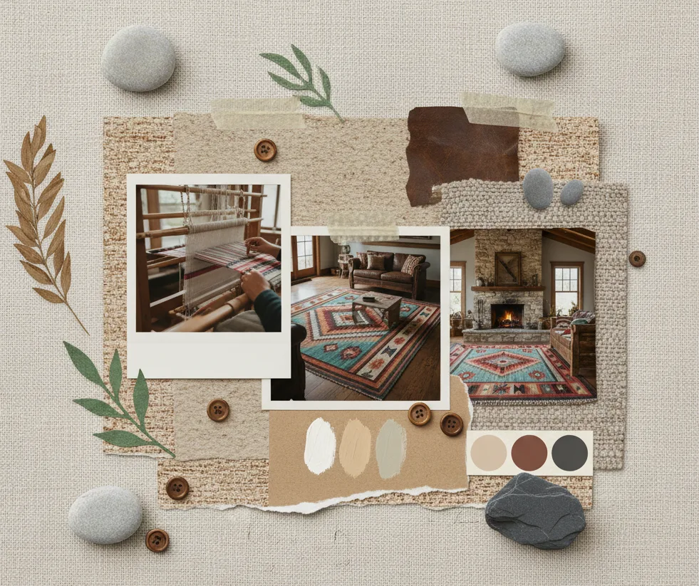 Scrapbook of textures showing rugged landscape