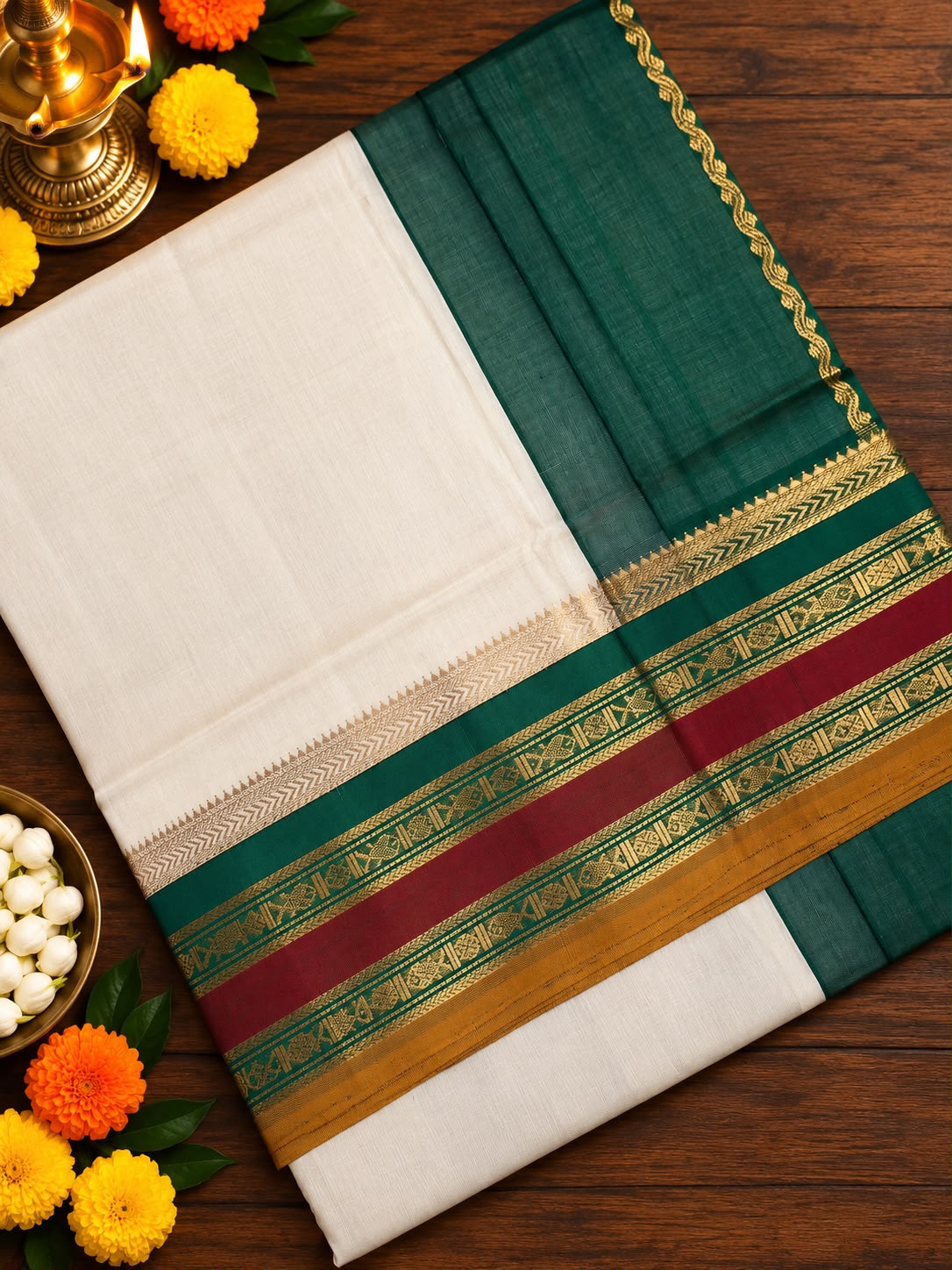 Lustrous Handwoven Silk Cotton Saree