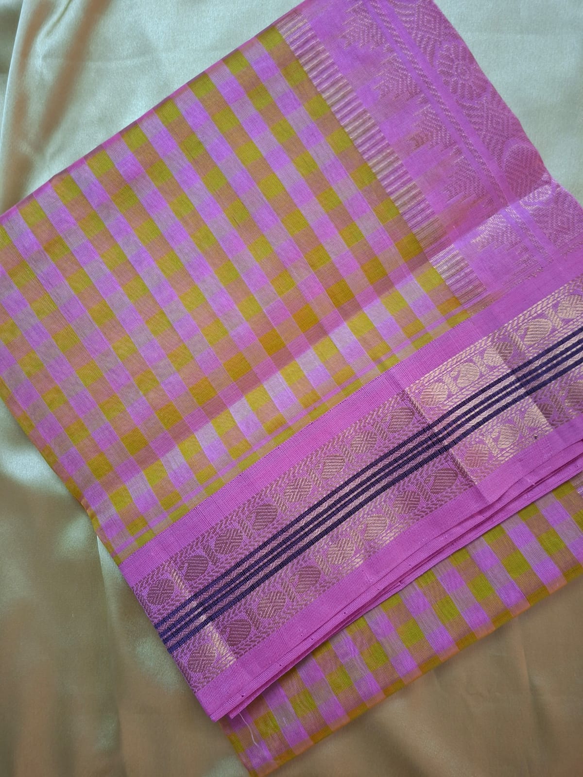 Pure Silk Cotton Handloom saree with Rich Korvai Border
