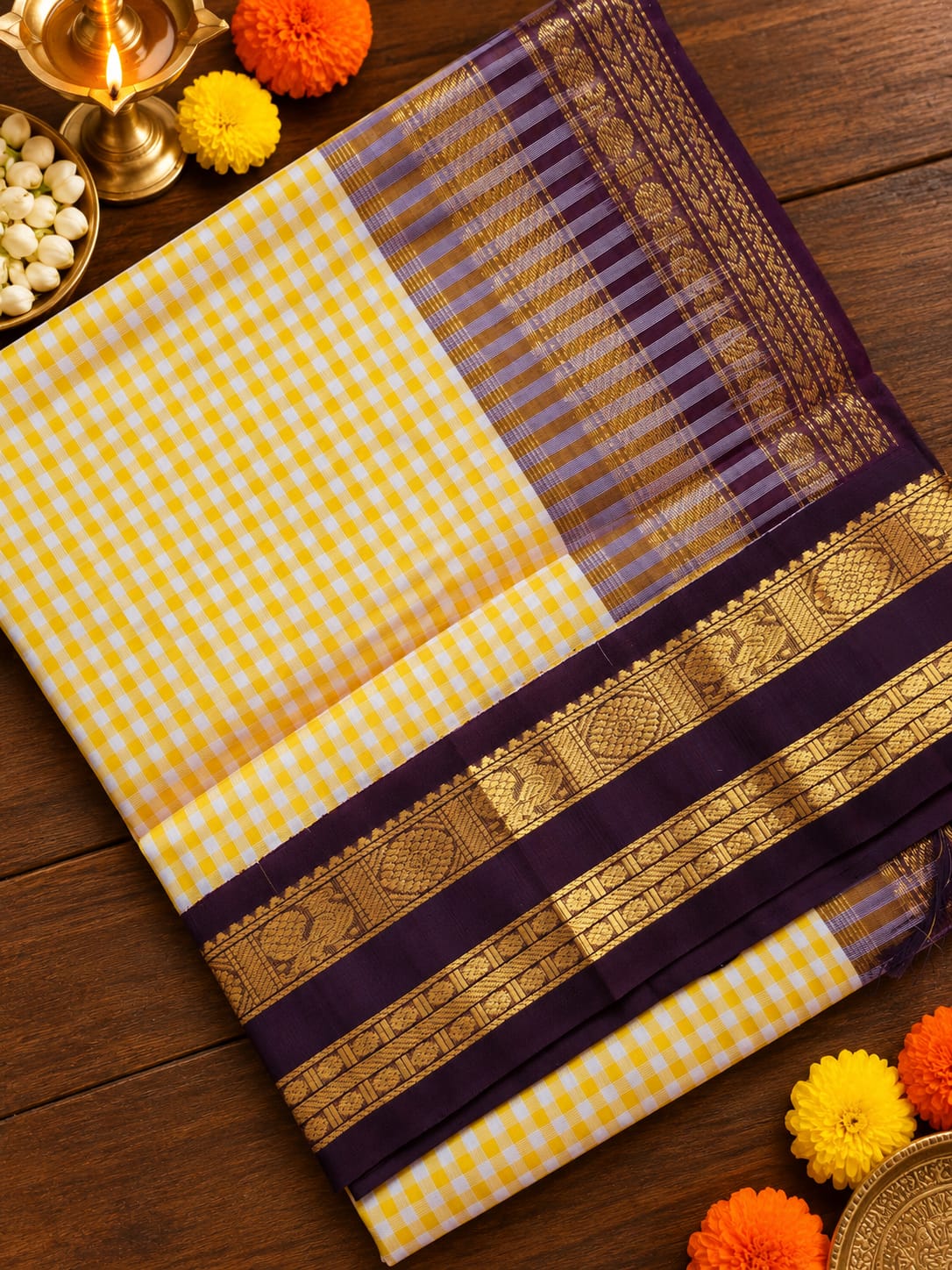Pure Silk Cotton Handloom saree with Rich Korvai Border