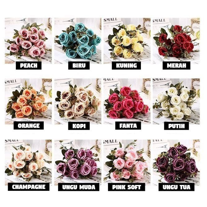 Bouquet bunga P41 MAWAR Artifisial Dekorasi