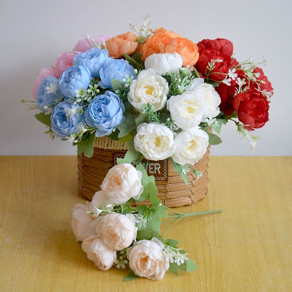 Bouquet bunga P96 NAMPEO Mawar Peony Enam Kepala Kombinasi Hydra Flower Dekorasi Ruangan