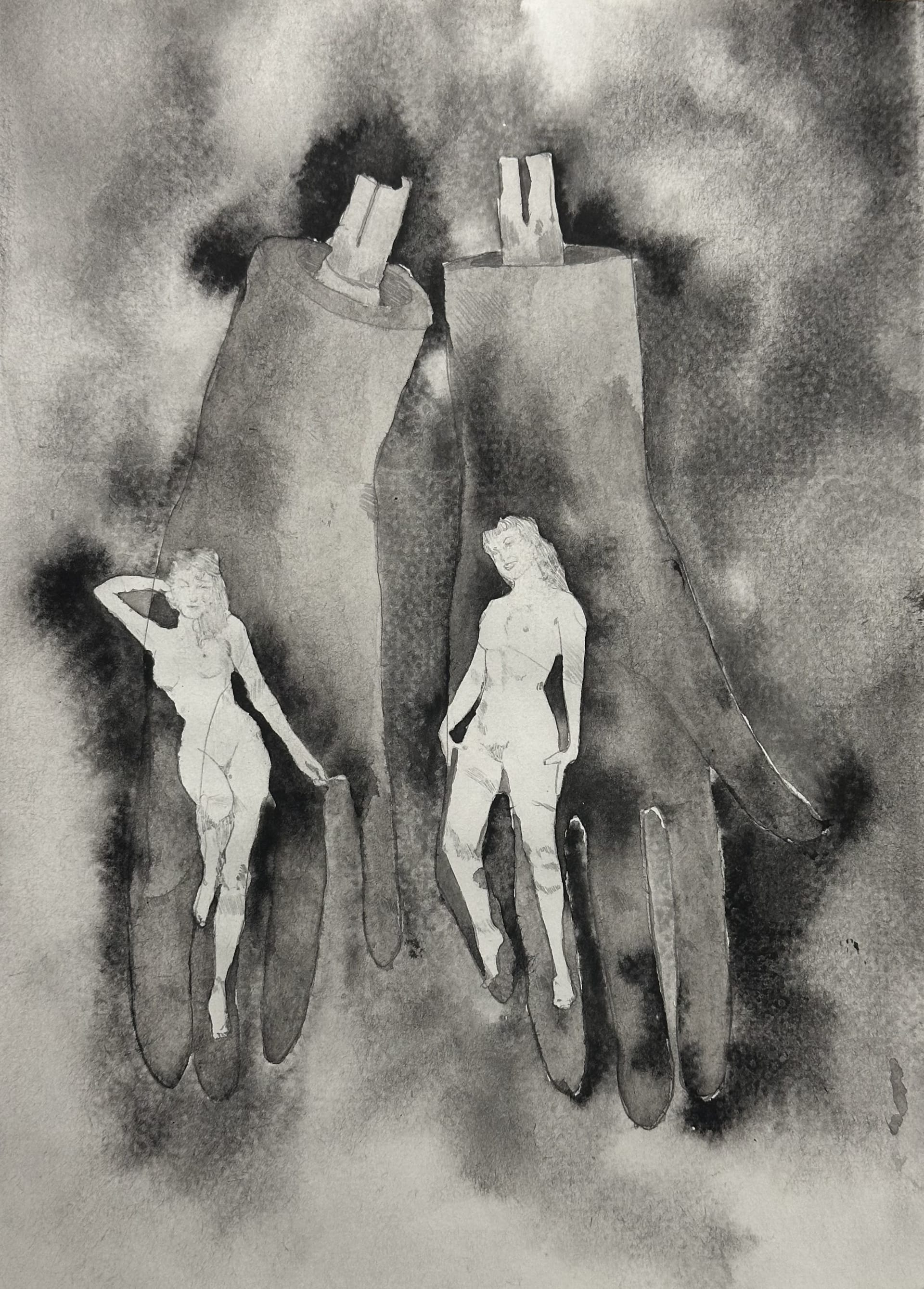 Doll's Hands — ink drawing by Vera Nulla