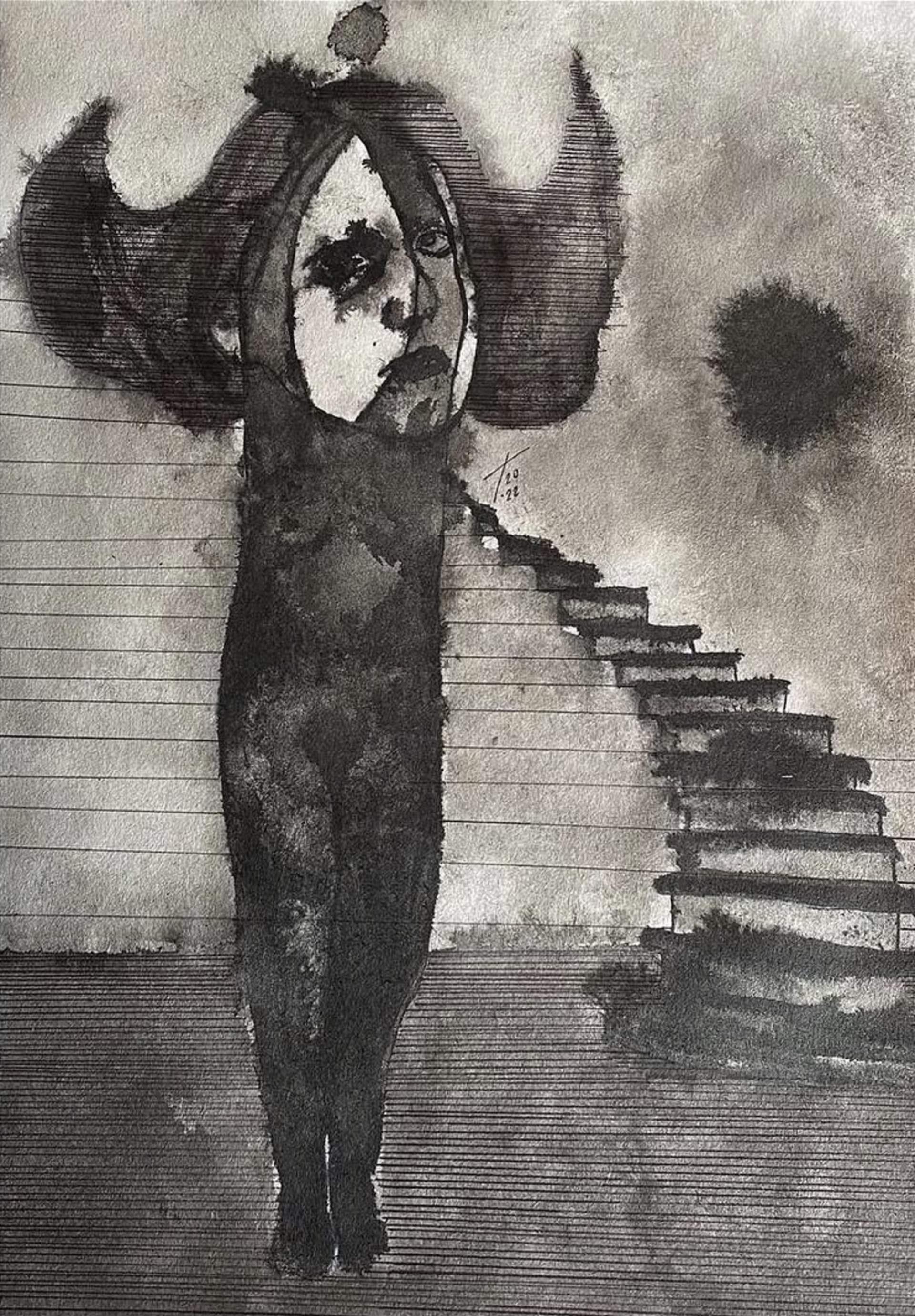 Ladder — ink drawing by Vera Nulla