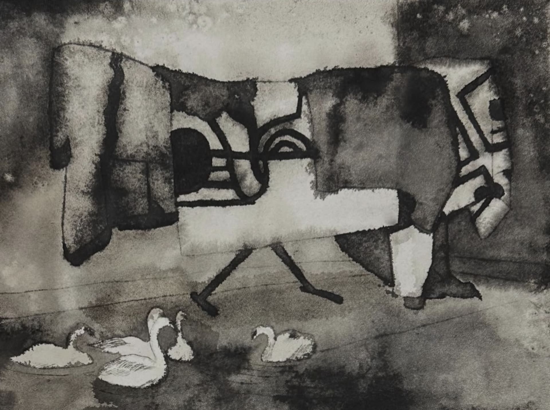 View of the Lake — ink drawing by Vera Nulla