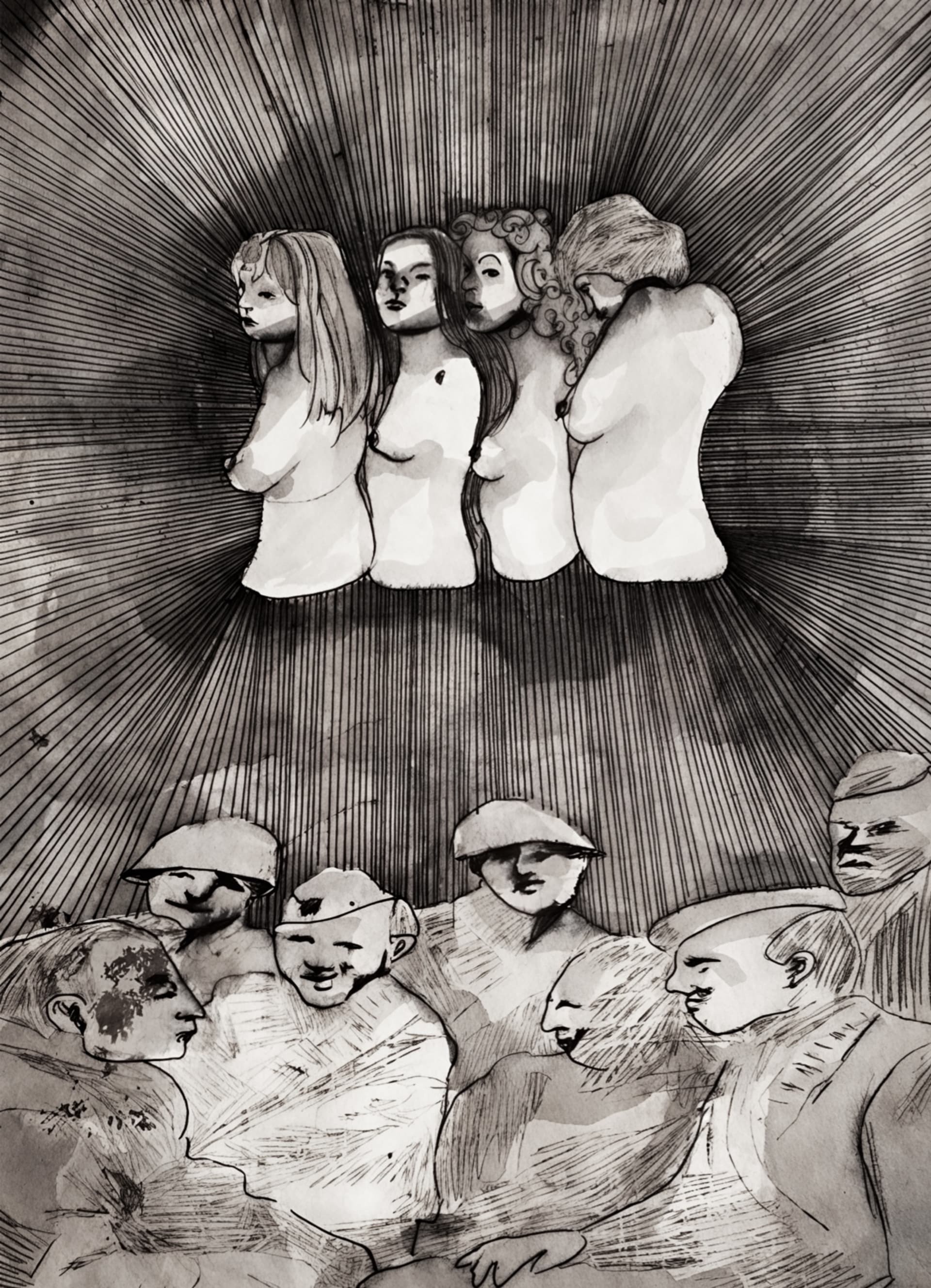 Sacrifice — ink drawing by Vera Nulla