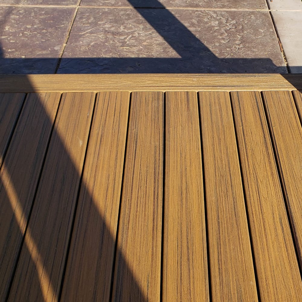 Composite decking with matching stair treads