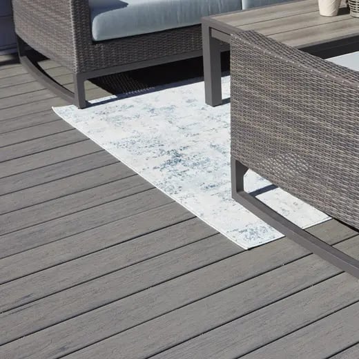 Elevated composite deck off a rear elevation