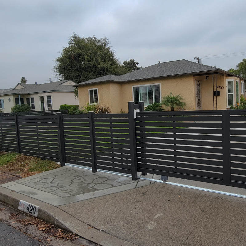 Aluminum picket fence along a residential frontage