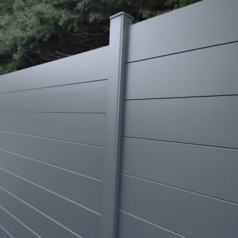 Aluminum pool enclosure fence with self-latching gate