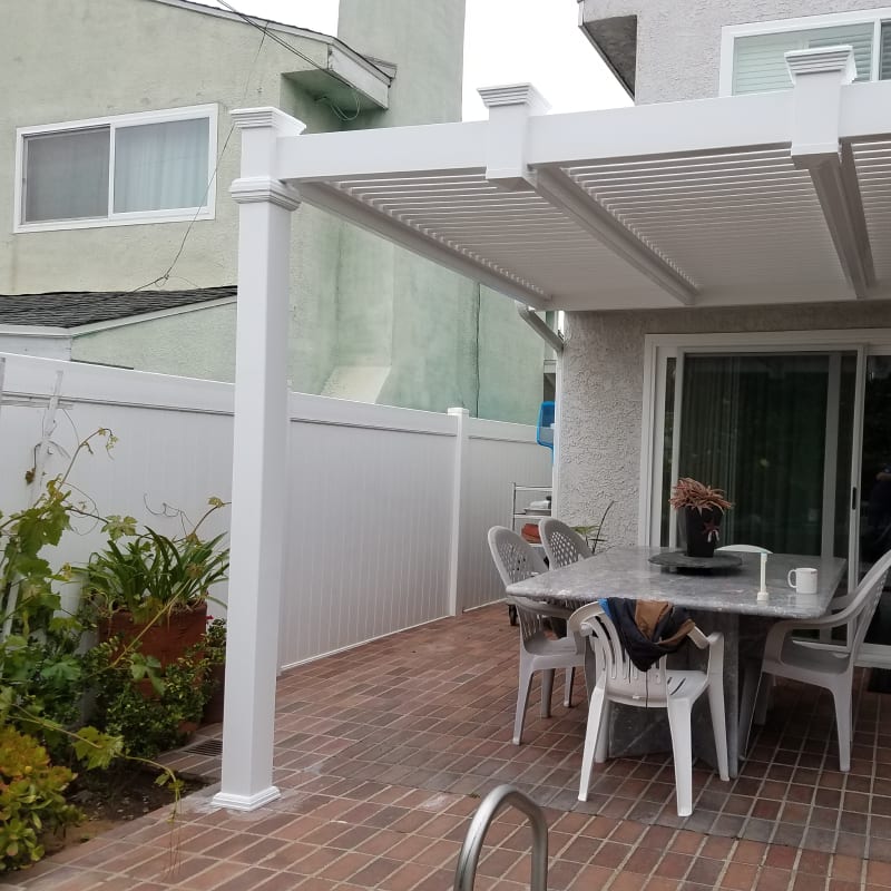 Vinyl patio cover by LA Fence Craft
