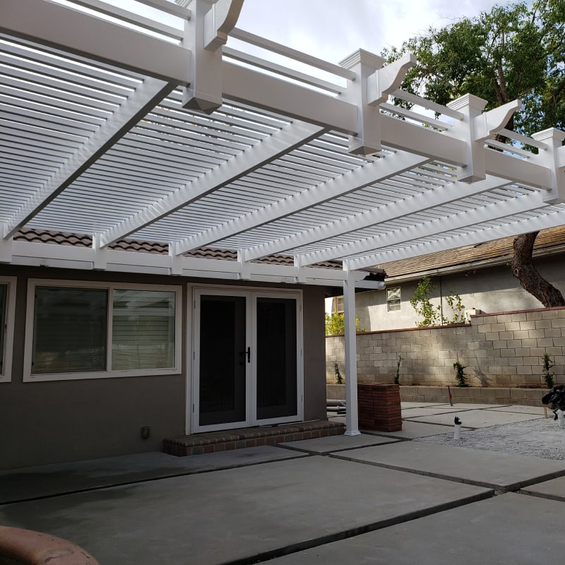 Vinyl patio cover by LA Fence Craft